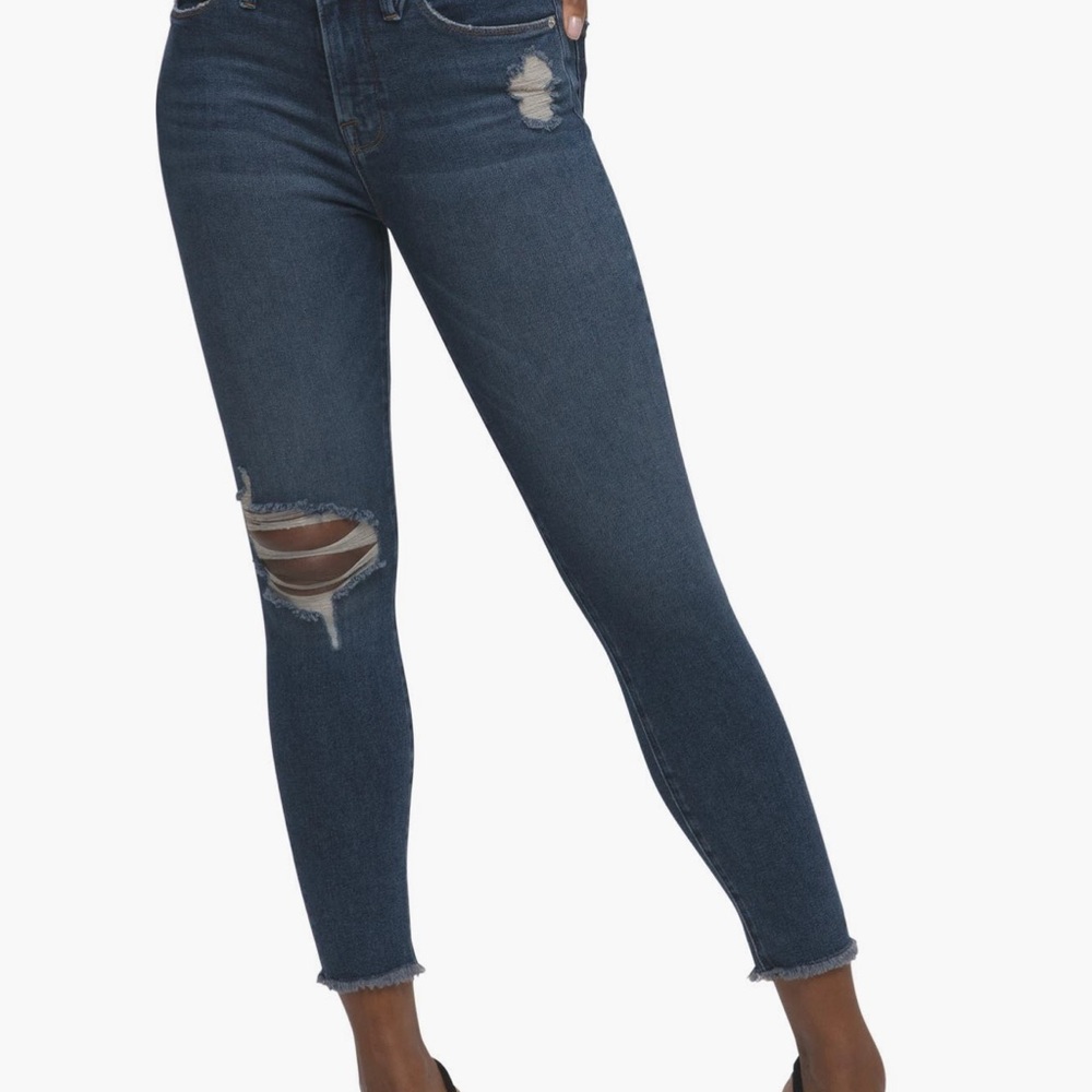 Good American Dark Blue Distressed Skinny Jeans